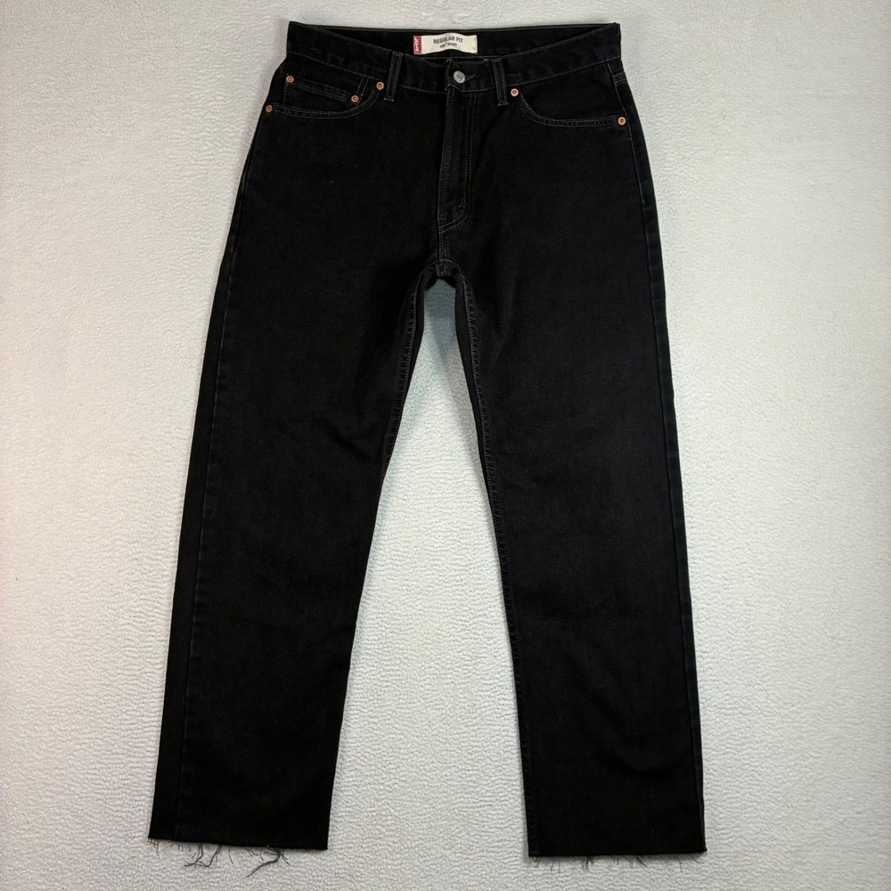 Vintage Levis 505 Jeans Men 34x32 Black Regular Straight Distressed Made USA Y2K